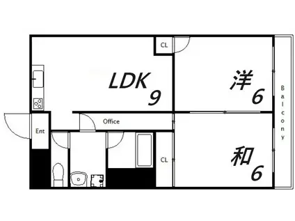 グランディアミアモーレ鈴蘭台(2LDK/5階)の間取り写真