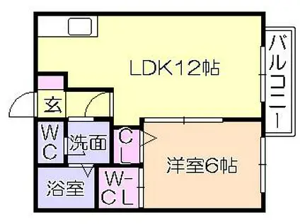 ルーンルディーII(1LDK/2階)の間取り写真