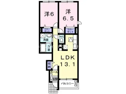 ラ・エストソレイユ(2LDK/1階)の間取り写真