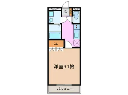 ルミエール大坪(1K/1階)の間取り写真