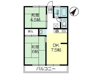 フローレス(2DK/2階)の間取り写真