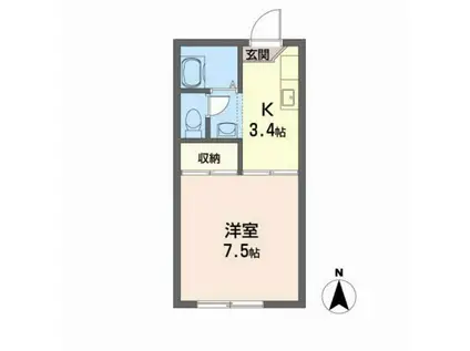 ピープル21(1K/1階)の間取り写真