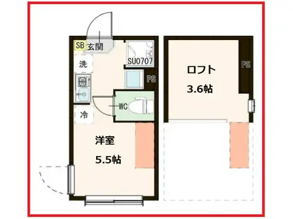 エスケーフェリス金町(ワンルーム/1階)の間取り写真