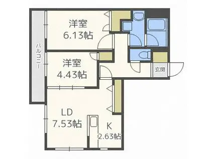 PREMIERE N21 プルミエールN21(2LDK/4階)の間取り写真