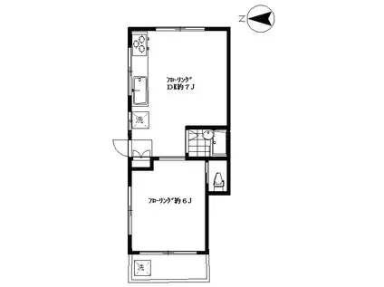 ユカリコーポ(1DK/1階)の間取り写真
