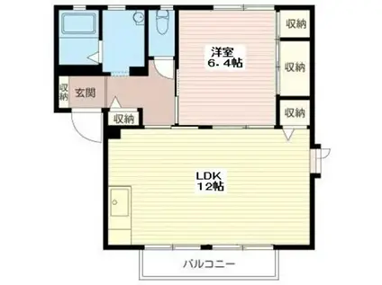 ベルクレストA(1LDK/2階)の間取り写真