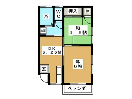 ハイムなかむら(2DK/2階)の間取り写真