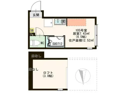 エスペラーテラス平井(ワンルーム/1階)の間取り写真