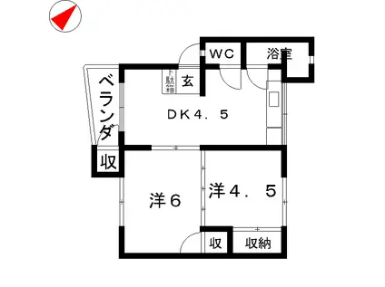 寺田マンション(2DK/1階)の間取り写真