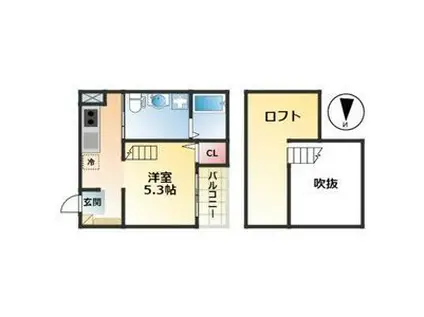 プレシオール(1K/1階)の間取り写真