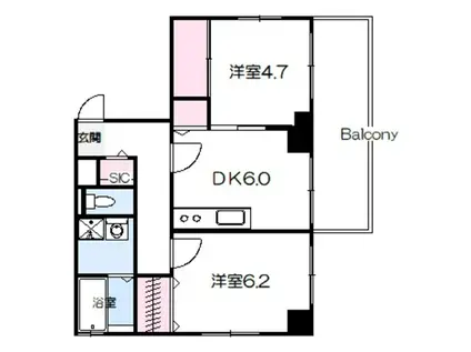 地下鉄谷町線 都島駅 徒歩5分 10階建 築31年(2DK/10階)の間取り写真
