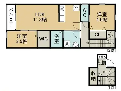 ピュアランド燕沢東(2LDK/2階)の間取り写真