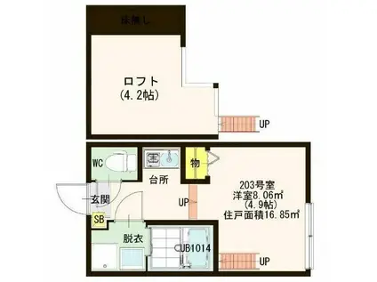 アレグリア(1K/2階)の間取り写真