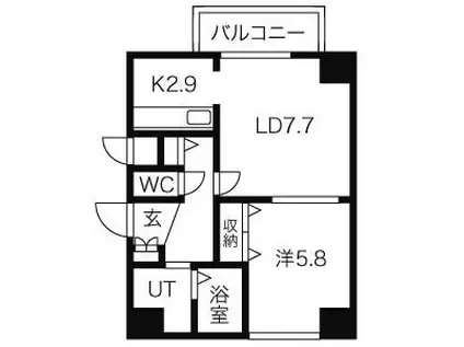 ハイムエルデZW(1LDK/5階)の間取り写真