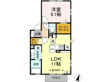 ESTATE(1LDK/1階)の間取り写真