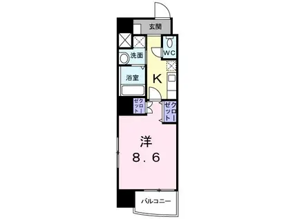 アブリル横濱(1K/6階)の間取り写真