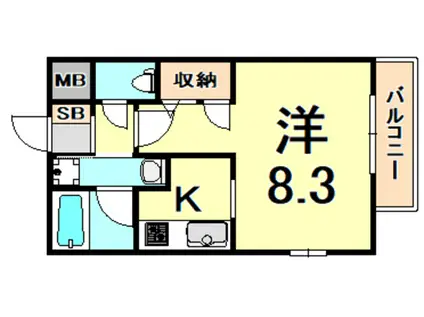 エルスタンザ伊丹(1K/2階)の間取り写真