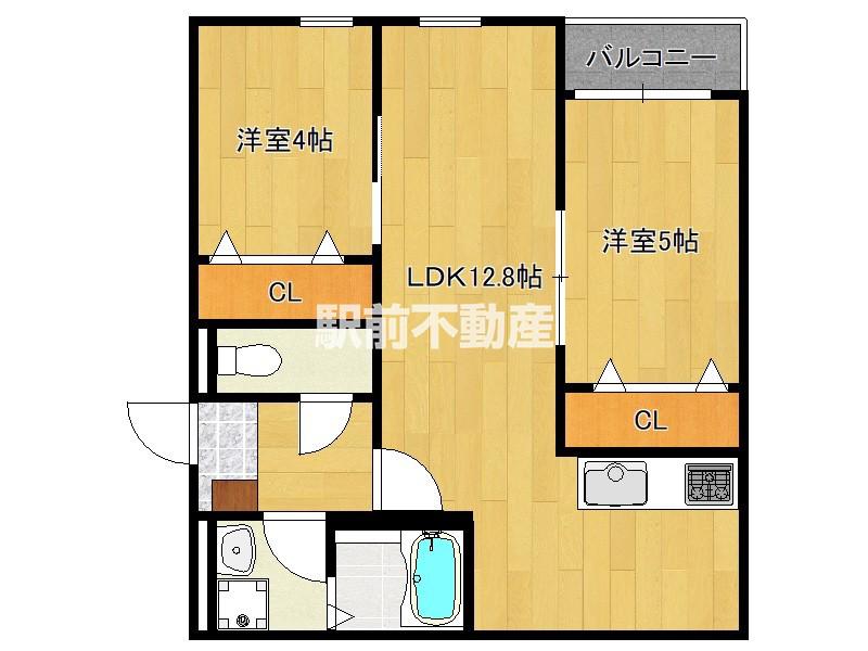 CALME HILLS高宮(2LDK/1階)の間取り写真