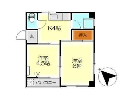 近江ビル(2K/4階)の間取り写真