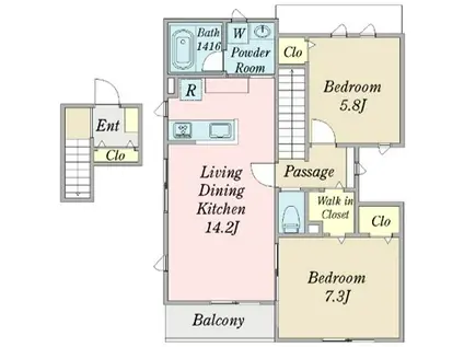 LUCE(2LDK/2階)の間取り写真