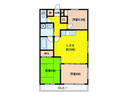 エスポワール喜沢(3DK/4階)の間取り写真