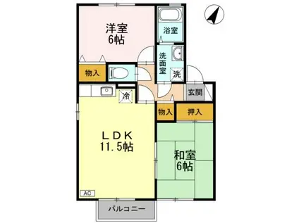 たんぽぽハウスD棟(2LDK/2階)の間取り写真