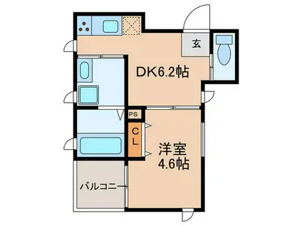 Jハイツ湊川(1DK/3階)の間取り写真