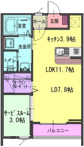 パルテR(1SK/1階)の間取り写真