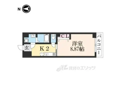 JR山陰本線 二条駅 徒歩15分 5階建 築9年(1K/5階)の間取り写真