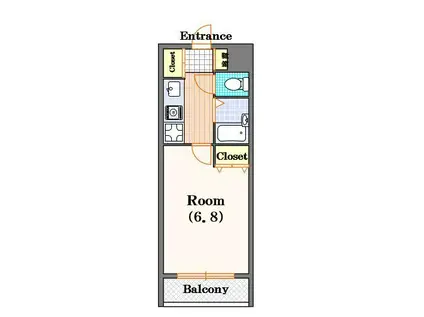 桜川ゼンシンビル(1K/6階)の間取り写真