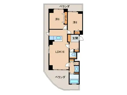 パシフィックビスタV(2LDK/3階)の間取り写真