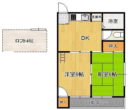 シティベール浦田 B棟(2DK/2階)の間取り写真
