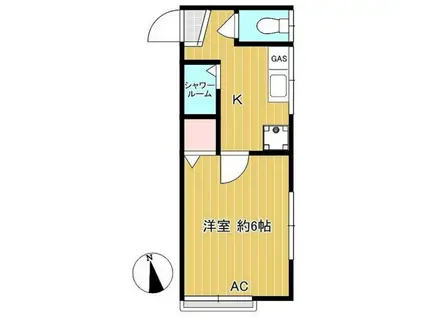 長崎ミモザ館(1K/2階)の間取り写真