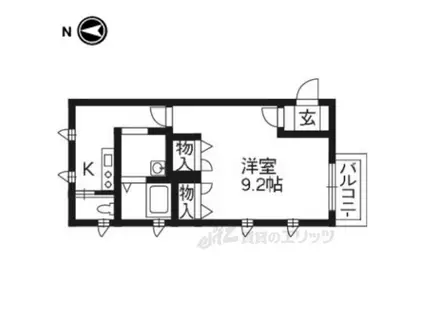 ヴィラージュ桂(1K/2階)の間取り写真