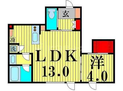 アリュイッテ青井(1LDK/2階)の間取り写真