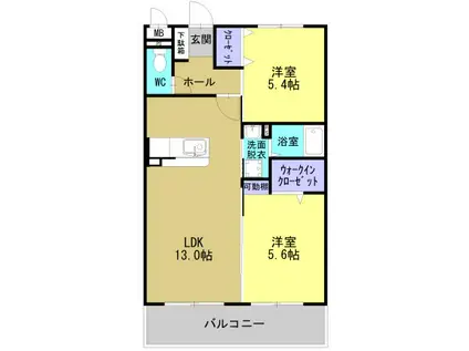 フェリシア(2LDK/1階)の間取り写真