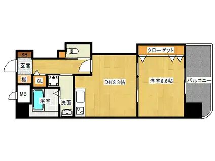 ふぁみゆアビコVIII(1LDK/7階)の間取り写真