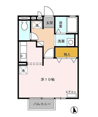 エクレール(ワンルーム/1階)の間取り写真