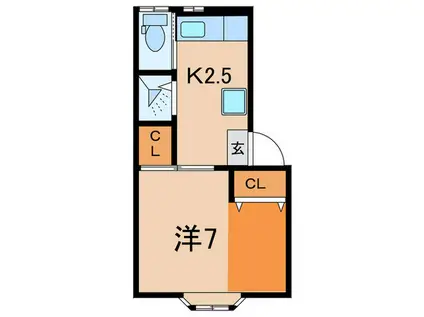 かとれや館(1K/1階)の間取り写真