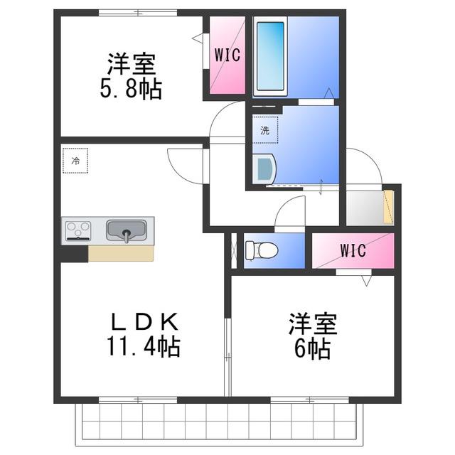 パストラルII(2LDK/2階)の間取り写真