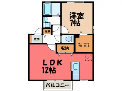 リビングタウン古河A(1LDK/1階)の間取り写真