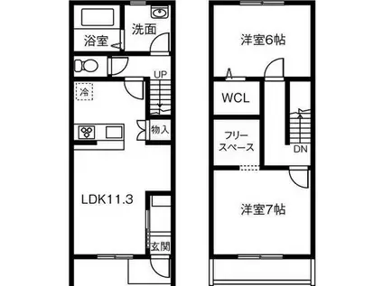 MAISONETTE LAND 半田口駅(2LDK/1階)の間取り写真
