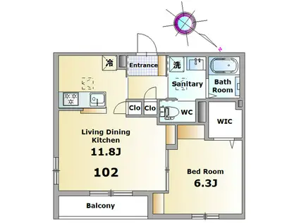 L・HV(1LDK/1階)の間取り写真