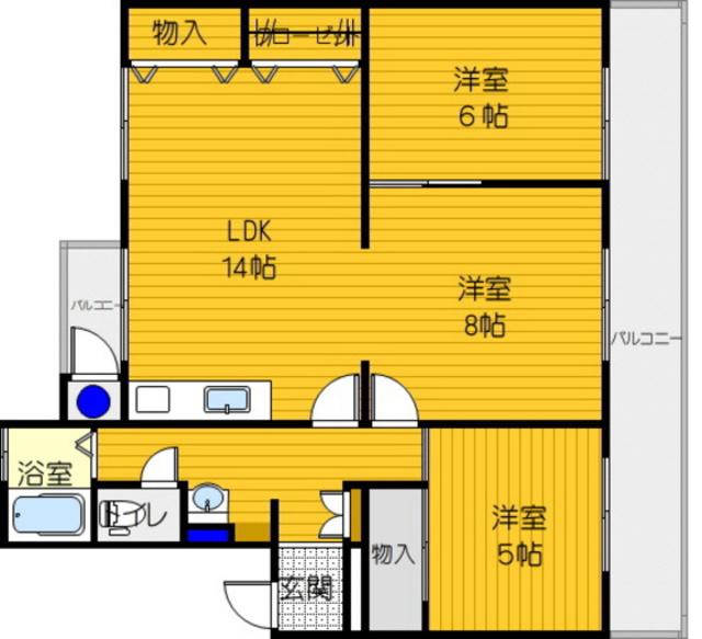 輝国2号棟(3LDK/5階)の間取り写真