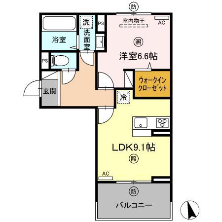 PREMILIFE汐見(1LDK/2階)の間取り写真