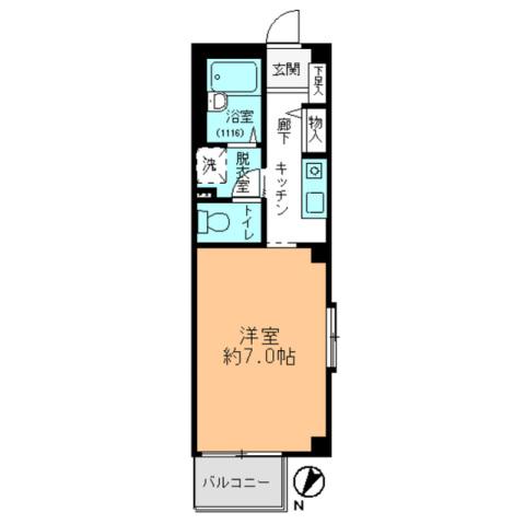フォブール長楽寺(1K/2階)の間取り写真