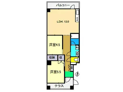 ア・ラコント 北棟(2LDK/3階)の間取り写真