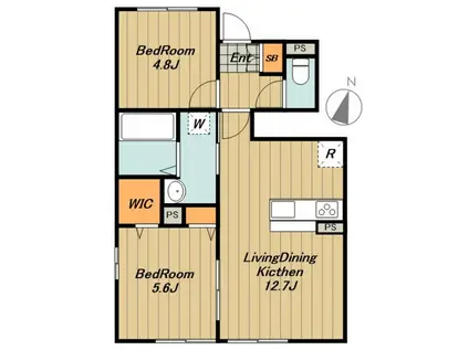エルメゾン程久保(2LDK/1階)の間取り写真