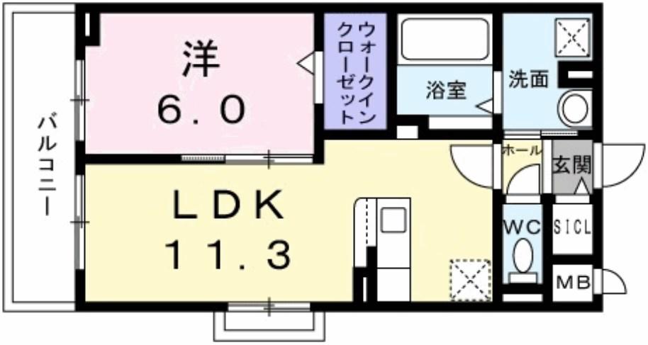 プレミアスペースII(1LDK/2階)の間取り写真