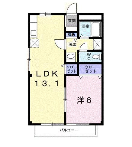 パルネット福寿(1LDK/2階)の間取り写真